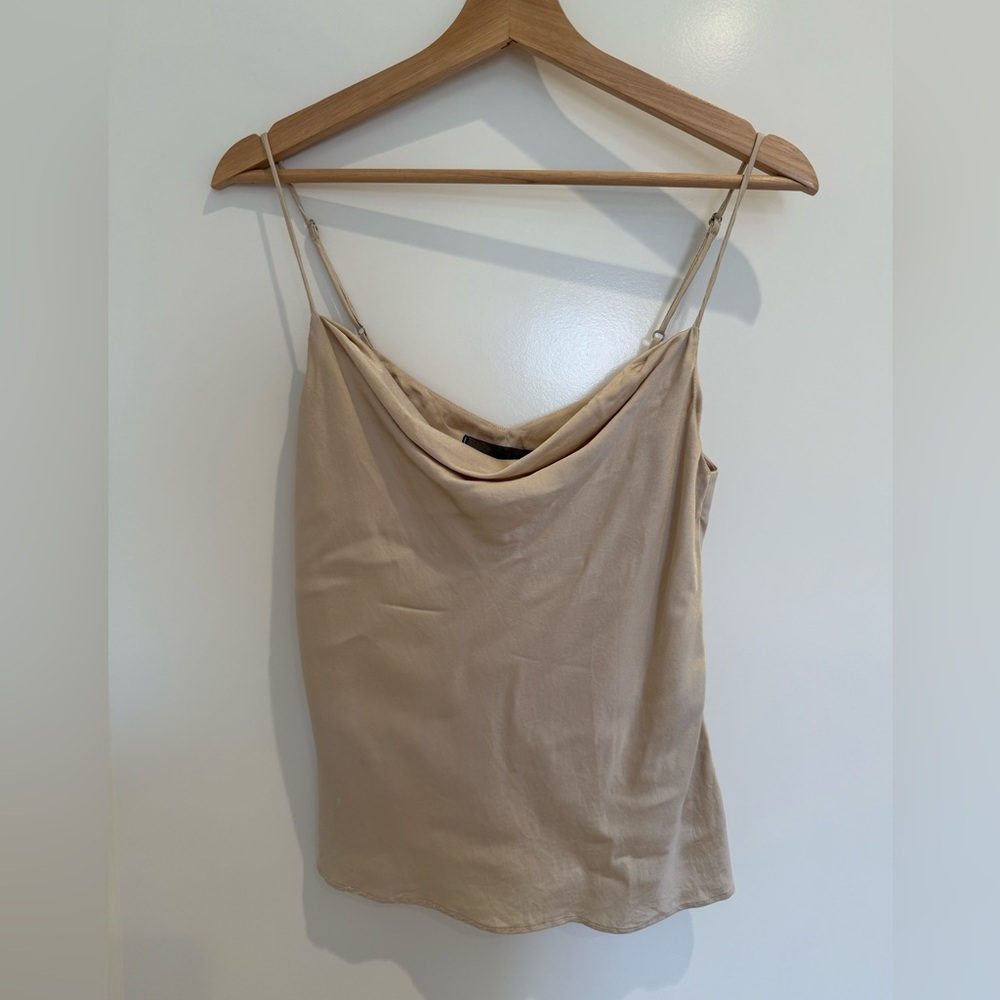 Reformation silk cowl neck draped cami